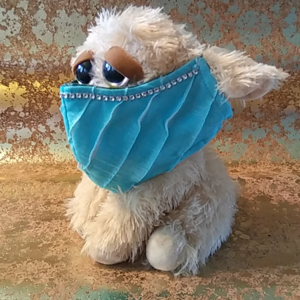 GIRL’S “OCEAN WAVE” BLUE BEDAZZLED COTTON MASK